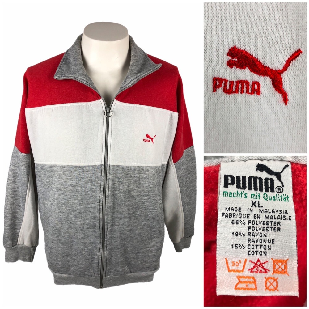 Puma Womens XL Jacket Gray Full Zip Vintage 90s Macht's Mit Qualitat Collection